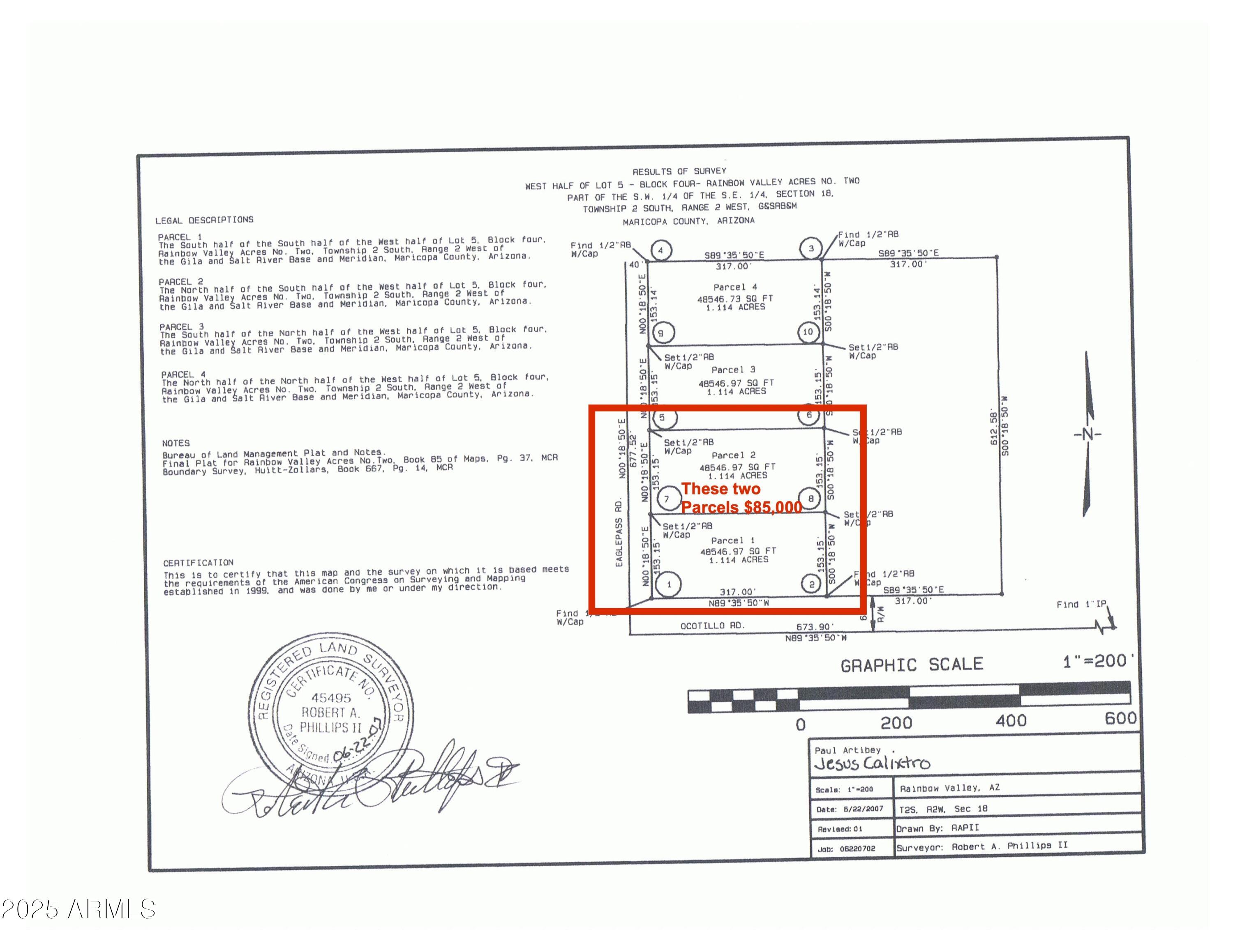 21000 W ocotillo (Approx) Parcel 1&2 Road 5, Buckeye, AZ 85326
